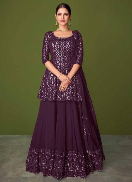 Purple Colour Sayuri Murad 148 Colour Heavy Festive Wear Georgette Designer Salwar Suits Collection 148-D